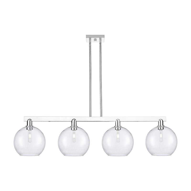 Innovations Athens 53in 4-Light Island Light | Industrial Polished Chrome Steel and Seedy Glass | Kitchen Island & Dining Room | Model 716-4I-PC-G124-10