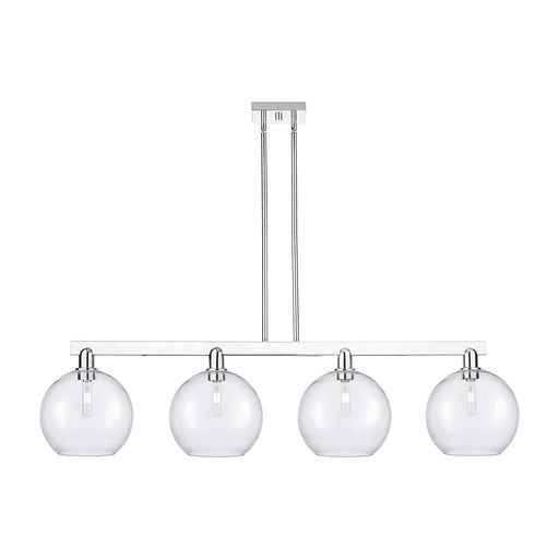 Innovations Athens 53in 4-Light Island Light | Industrial Polished Chrome Steel and Seedy Glass | Kitchen Island & Dining Room | Model 716-4I-PC-G124-10