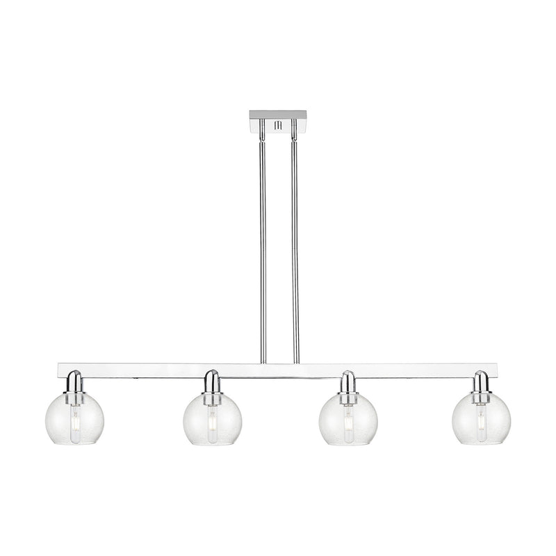 Innovations Athens 49in 4-Light Island Light | Industrial Polished Chrome Steel and Seedy Glass | Kitchen Island & Dining Room | Model 716-4I-PC-G124-6