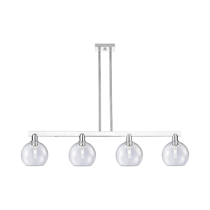 Innovations Athens 51in 4-Light Island Light | Industrial Polished Chrome Steel and Seedy Glass | Kitchen Island & Dining Room | Model 716-4I-PC-G124-8