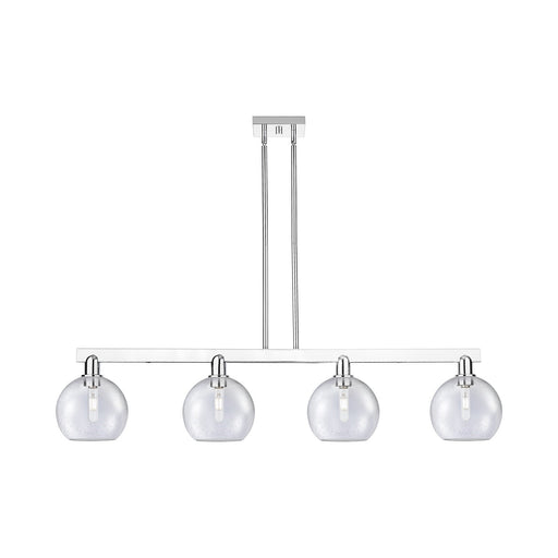 Innovations Athens 51in 4-Light Island Light | Industrial Polished Chrome Steel and Seedy Glass | Kitchen Island & Dining Room | Model 716-4I-PC-G124-8