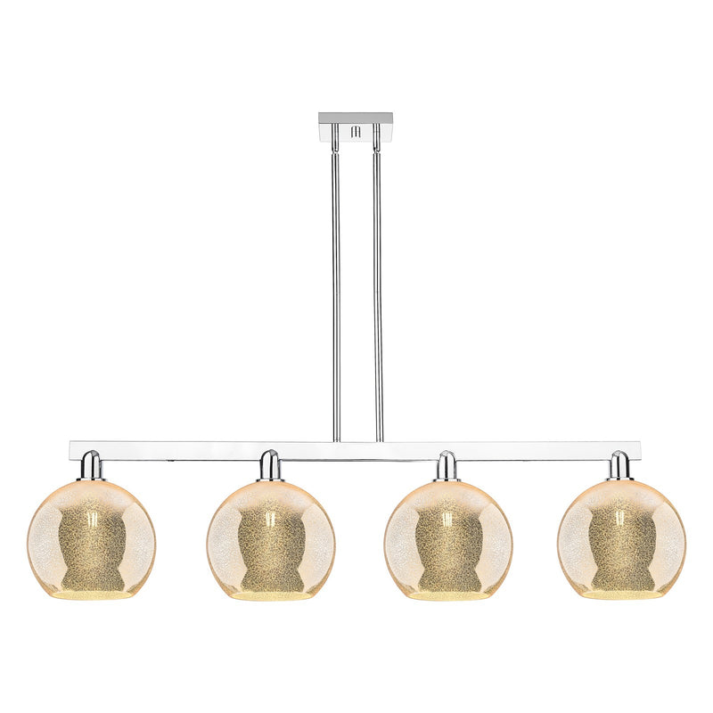 Innovations Athens 53in 4-Light Island Light | Industrial Polished Chrome Steel and Mercury Glass | Kitchen Island & Dining Room | Model 716-4I-PC-G128-10