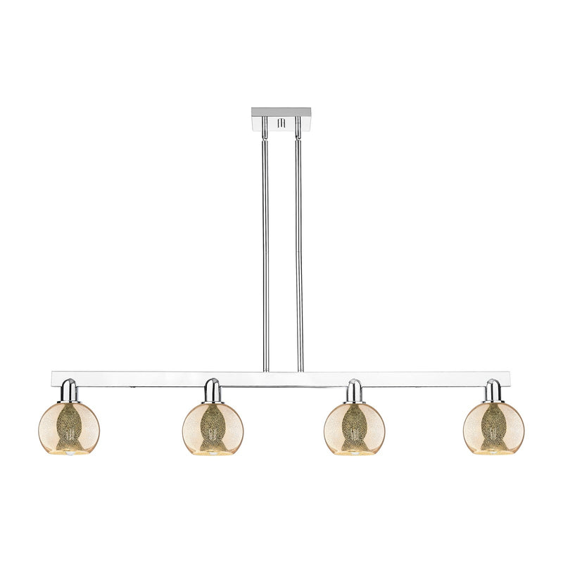 Innovations Athens 49in 4-Light Island Light | Industrial Polished Chrome and Mercury Glass | Kitchen Island & Dining Room | Model 716-4I-PC-G128-6