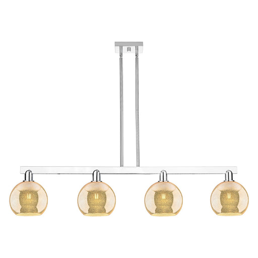 Innovations Athens 51in 4-Light Island Light | Industrial Polished Chrome Steel and Mercury Glass | Kitchen Island & Dining Room | Model 716-4I-PC-G128-8