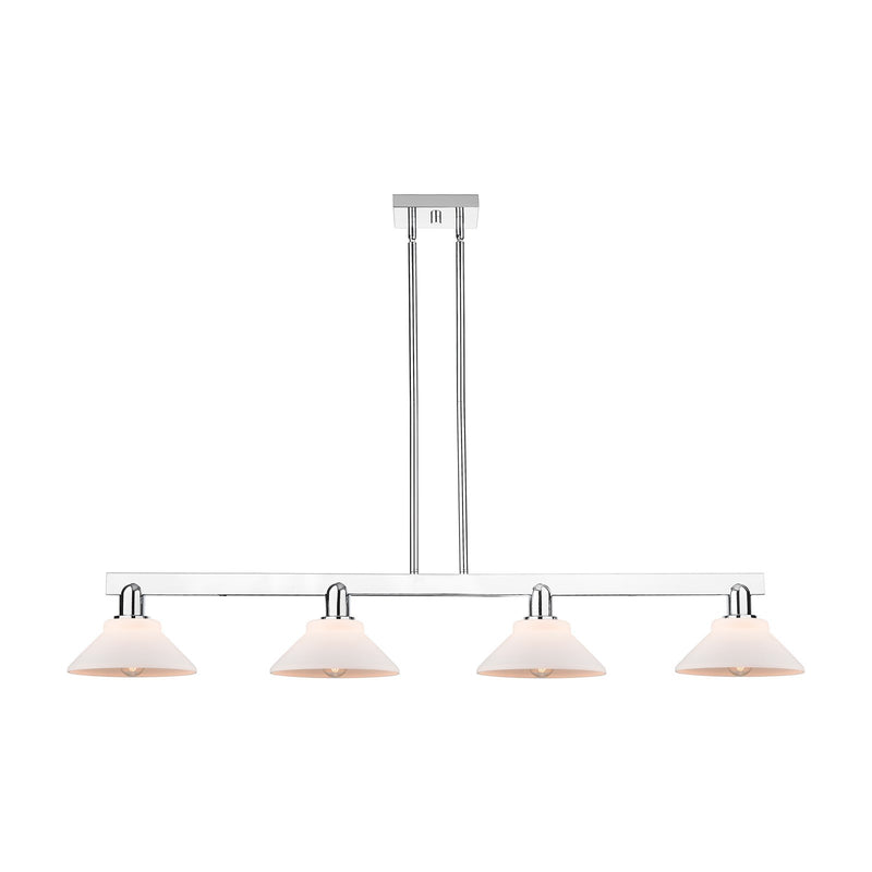 Innovations Orwell 51in 4-Light Island Light | Industrial Polished Chrome and Matte White Glass | Kitchen Island & Dining Room | Model 716-4I-PC-G131