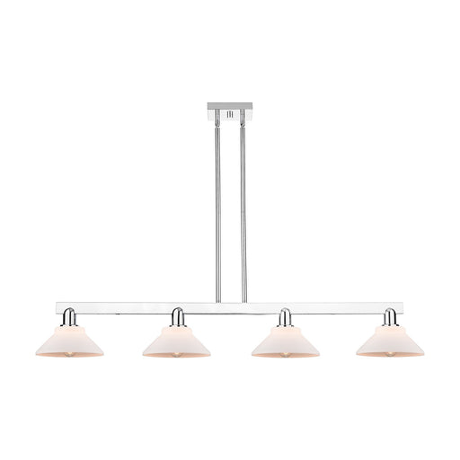 Innovations Orwell 51in 4-Light Island Light | Industrial Polished Chrome and Matte White Glass | Kitchen Island & Dining Room | Model 716-4I-PC-G131