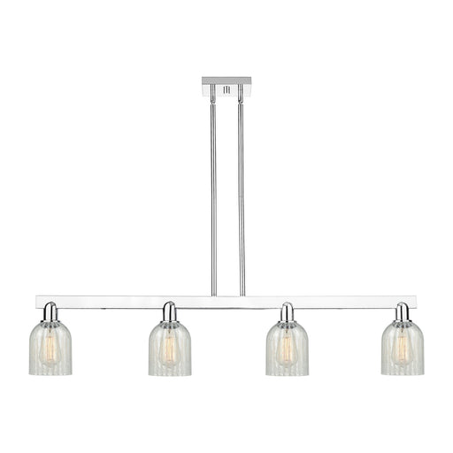 Innovations Caledonia 48in 4-Light Island Light | Industrial Polished Chrome Steel and Mouchette Glass | Kitchen Island & Dining | Model 716-4I-PC-G2511