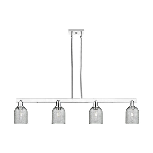 Innovations Caledonia 48in 4-Light Island Light | Industrial Polished Chrome and Charcoal Glass | Kitchen Island & Dining Room | Model 716-4I-PC-G257