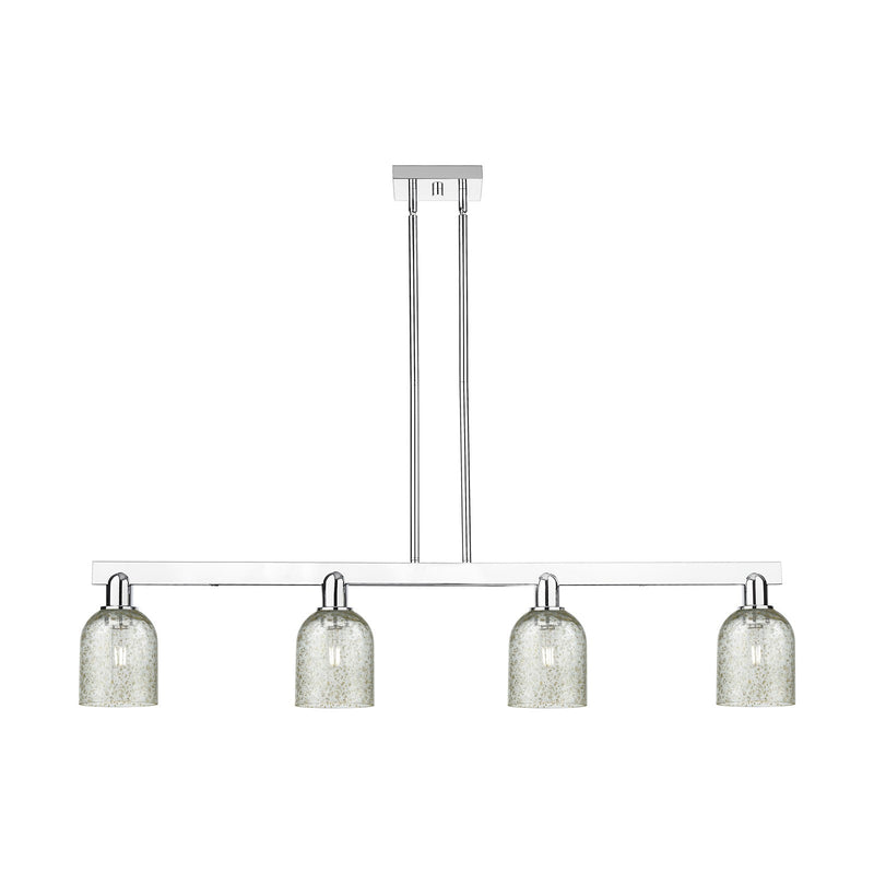 Innovations Caledonia 48in 4-Light Island Light | Industrial Polished Chrome and Mica Glass | Kitchen Island & Dining Room | Model 716-4I-PC-G259