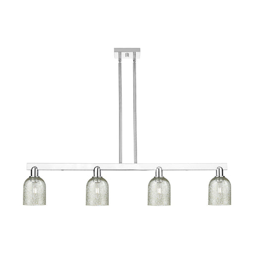 Innovations Caledonia 48in 4-Light Island Light | Industrial Polished Chrome and Mica Glass | Kitchen Island & Dining Room | Model 716-4I-PC-G259