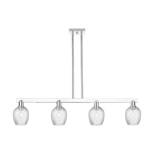 Innovations Salina 48.5in 4-Light Island Light | Industrial Modern Polished Chrome and Clear Spiral Fluted Glass | Kitchen Island & | Model 716-4I-PC-G292