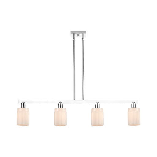 Innovations Hadley 47in 4-Light Island Light | Industrial Polished Chrome and Matte White Ribbed Glass | Kitchen Island & Dining | Model 716-4I-PC-G341