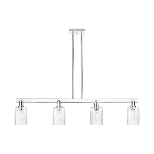 Innovations Hadley 47in 4-Light Island Light | Industrial Polished Chrome Steel and Clear Ribbed Glass | Kitchen Island & Dining | Model 716-4I-PC-G342