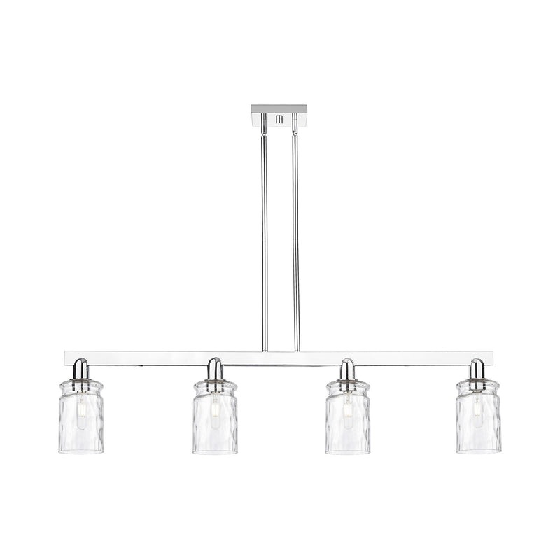 Innovations Candor 48in 4-Light Island Light | Industrial Polished Chrome Steel and Clear Waterglass Glass | Kitchen Island & | Model 716-4I-PC-G352