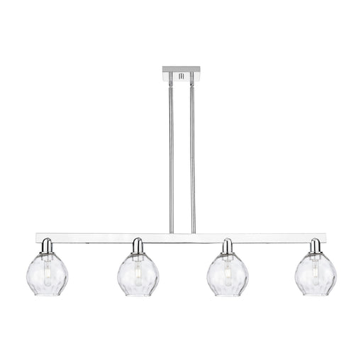 Innovations Waverly 49in 4-Light Island Light | Industrial Polished Chrome and Clear Glass | Kitchen Island & Dining Room | Model 716-4I-PC-G362