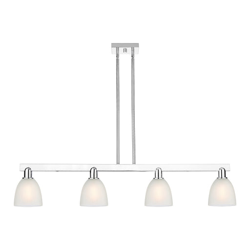 Innovations Castile 49in 4-Light Island Light | Industrial Polished Chrome and White Glass | Kitchen Island & Dining Room | Model 716-4I-PC-G381