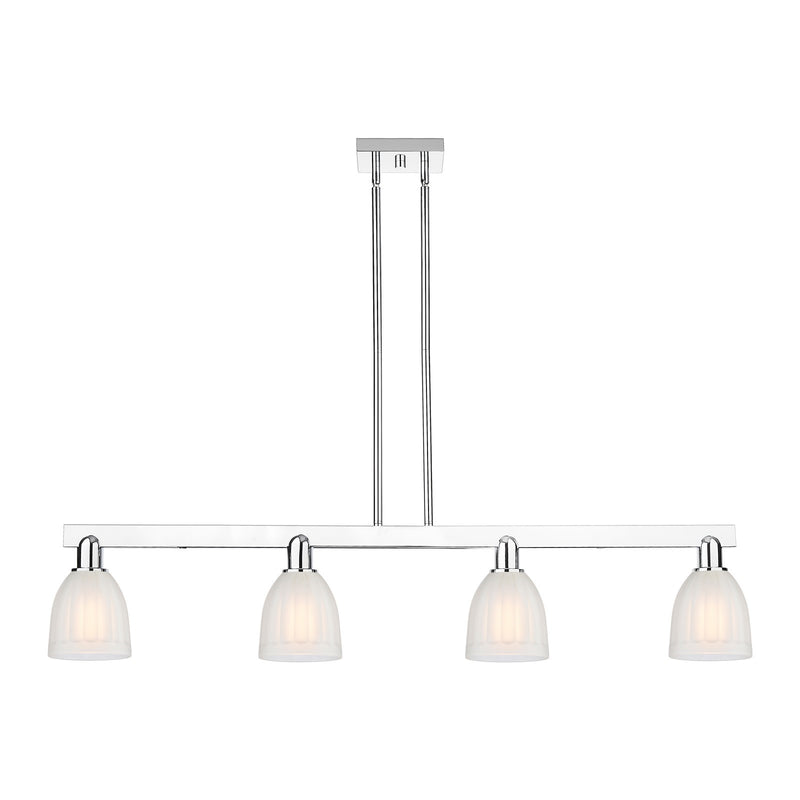 Innovations Brookfield 49in 4-Light Island Light | Industrial Polished Chrome and White Frosted Ribbed Glass | Kitchen Island & | Model 716-4I-PC-G441
