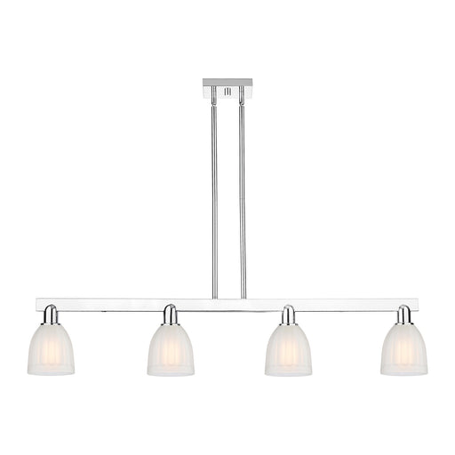 Innovations Brookfield 49in 4-Light Island Light | Industrial Polished Chrome and White Frosted Ribbed Glass | Kitchen Island & | Model 716-4I-PC-G441