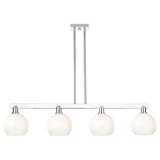 Innovations Brookhaven Globe 50.75in 4-Light Island Light | Industrial Polished Chrome and Opal Glass | Kitchen Island & Dining | Model 716-4I-PC-G483-8OP