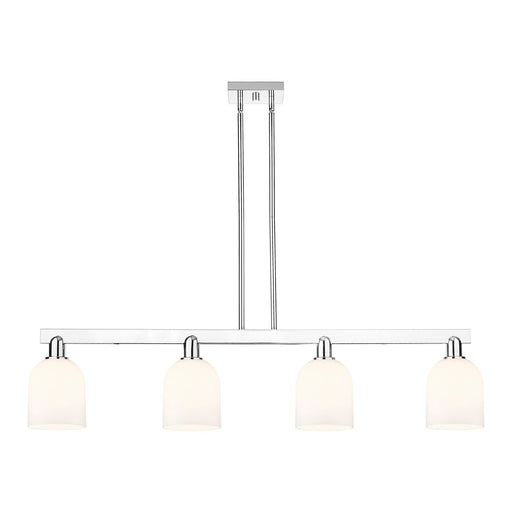 Innovations Bella 48in 4-Light Island Light | Industrial Polished Chrome and White Glass | Kitchen Island & Dining Room | Model 716-4I-PC-G558-6GWH