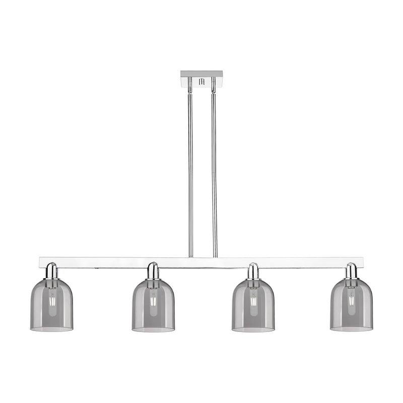 Innovations Bella 48in 4-Light Island Light | Industrial Polished Chrome and Light Smoke Glass | Kitchen Island & Dining Room | Model 716-4I-PC-G558-6SM