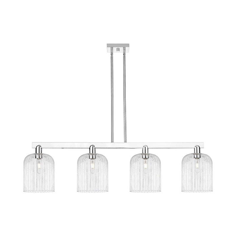 Innovations Bridal Veil 51in 4-Light Island Light | Industrial Polished Chrome Steel and Clear Ribbed Glass | Kitchen Island & | Model 716-4I-PC-G559-8CL