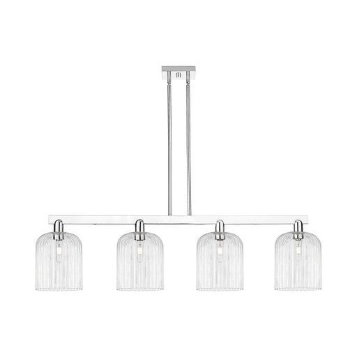 Innovations Bridal Veil 51in 4-Light Island Light | Industrial Polished Chrome Steel and Clear Ribbed Glass | Kitchen Island & | Model 716-4I-PC-G559-8CL
