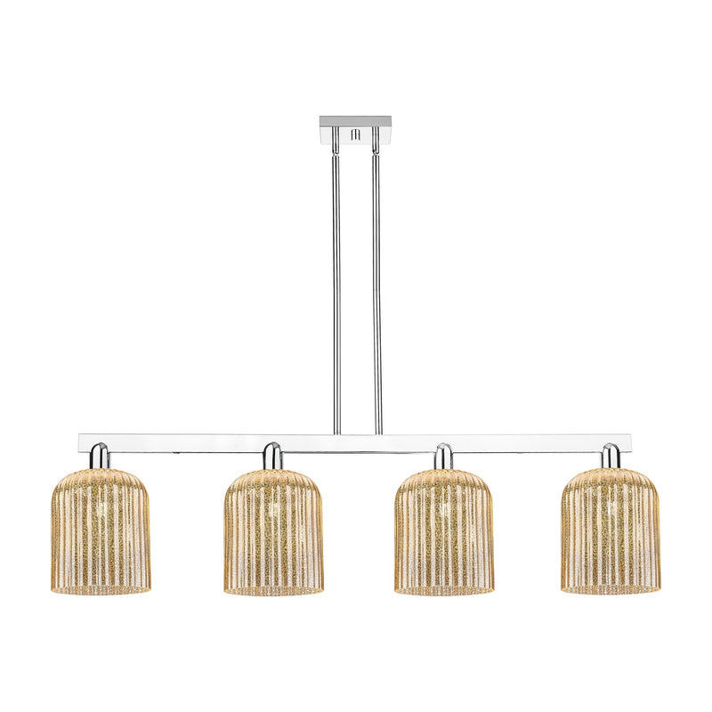 Innovations Bridal Veil 51in 4-Light Island Light | Industrial Polished Chrome and Mercury Ribbed Glass | Kitchen Island & | Model 716-4I-PC-G559-8ME