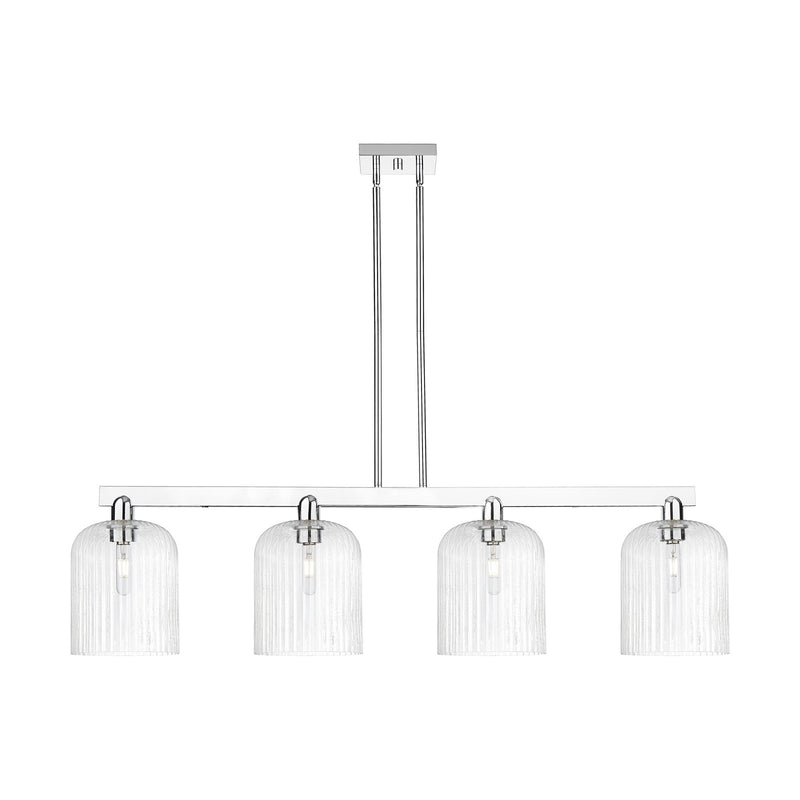 Innovations Bridal Veil 51in 4-Light Island Light | Industrial Polished Chrome and Seedy Ribbed Glass | Kitchen Island & | Model 716-4I-PC-G559-8SDY