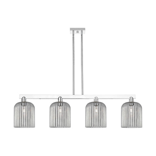 Innovations Bridal Veil 51in 4-Light Island Light | Industrial Polished Chrome and Light Smoke Ribbed Glass | Kitchen Island & | Model 716-4I-PC-G559-8SM
