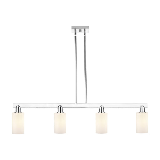 Innovations Clymer 47in 4-Light Island Light | Industrial Polished Chrome and Matte White Glass | Kitchen Island & Dining Room | Model 716-4I-PC-G801