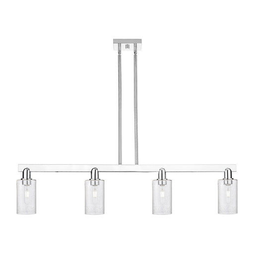 Innovations Clymer 47in 4-Light Island Light | Industrial Modern Polished Chrome Steel and Seedy Glass | Kitchen Island & Dining | Model 716-4I-PC-G804