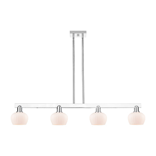 Innovations Fenton 49in 4-Light Island Light | Industrial Polished Chrome Steel and Matte White Ribbed Glass | Kitchen Island & | Model 716-4I-PC-G91