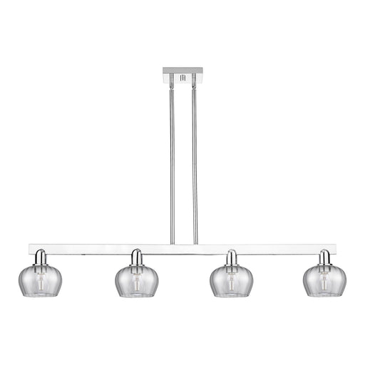 Innovations Fenton 49in 4-Light Island Light | Industrial Polished Chrome and Light Smoke Ribbed Glass | Kitchen Island & Dining | Model 716-4I-PC-G93