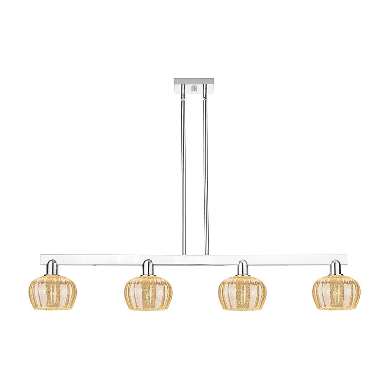 Innovations Fenton 49in 4-Light Island Light | Industrial Polished Chrome and Mercury Ribbed Glass | Kitchen Island & Dining Room | Model 716-4I-PC-G96