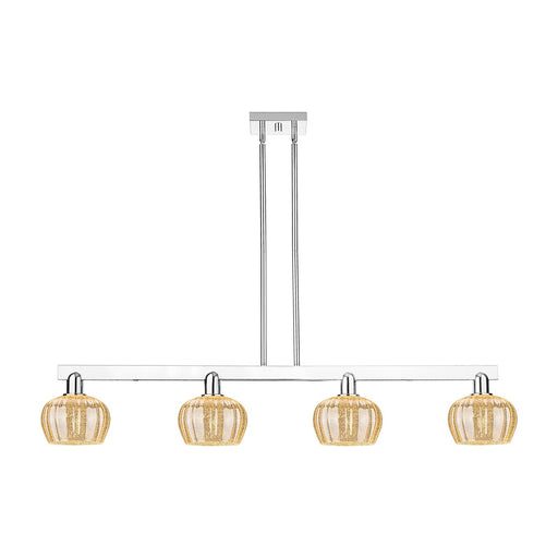 Innovations Fenton 49in 4-Light Island Light | Industrial Polished Chrome and Mercury Ribbed Glass | Kitchen Island & Dining Room | Model 716-4I-PC-G96