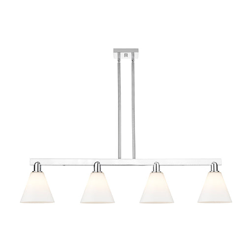 Innovations Berkshire Glass 51in 4-Light Island Light | Industrial Polished Chrome Steel and Matte White Glass | Kitchen Island & | Model 716-4I-PC-GBC-81