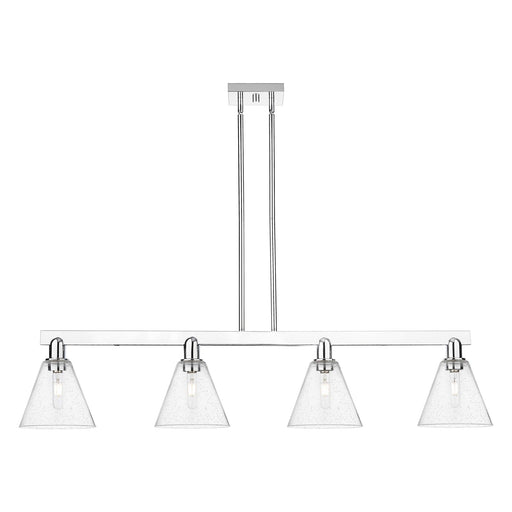 Innovations Berkshire Glass 51in 4-Light Island Light | Industrial Polished Chrome Steel and Seedy Glass | Kitchen Island & | Model 716-4I-PC-GBC-84