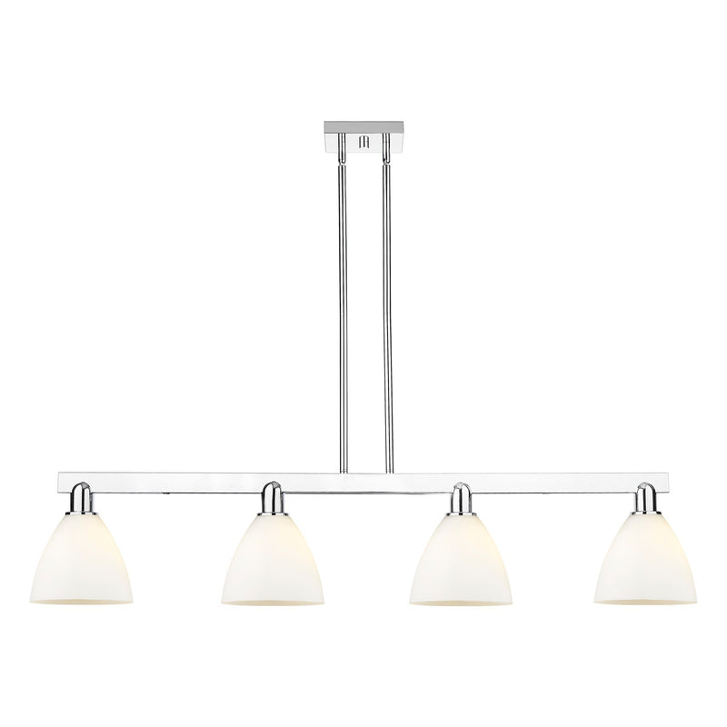 Innovations Bristol 50in 4-Light Island Light | Industrial Polished Chrome and Matte White Glass | Kitchen Island & Dining Room | Model 716-4I-PC-GBD-751