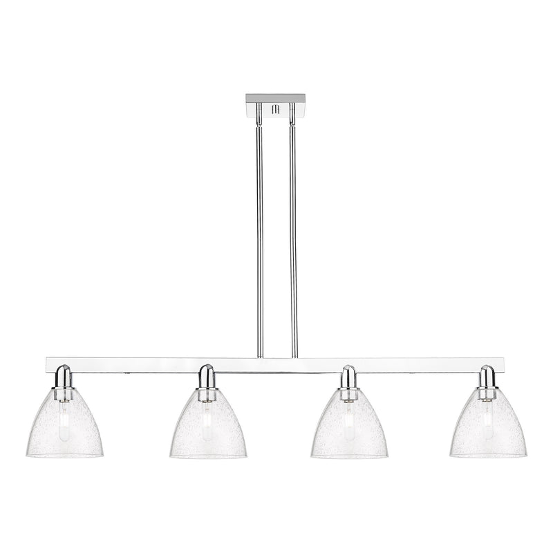 Innovations Bristol 50.25in 4-Light Island Light | Industrial Polished Chrome Steel and Seedy Glass | Kitchen Island & Dining | Model 716-4I-PC-GBD-754