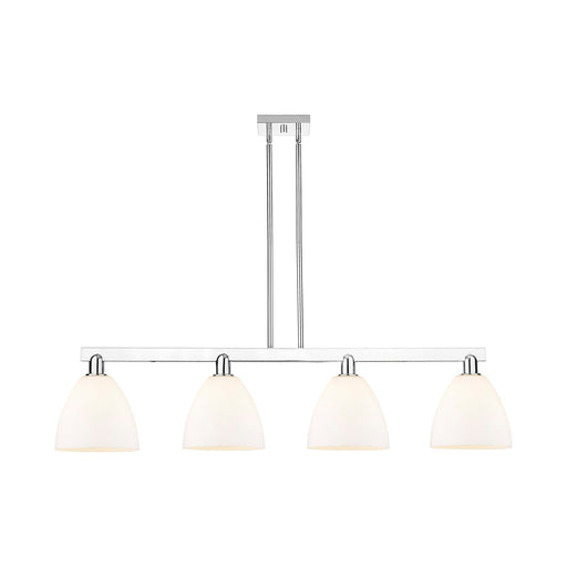 Innovations Bristol 52in 4-Light Island Light | Industrial Polished Chrome and Matte White Glass | Kitchen Island & Dining Room | Model 716-4I-PC-GBD-91