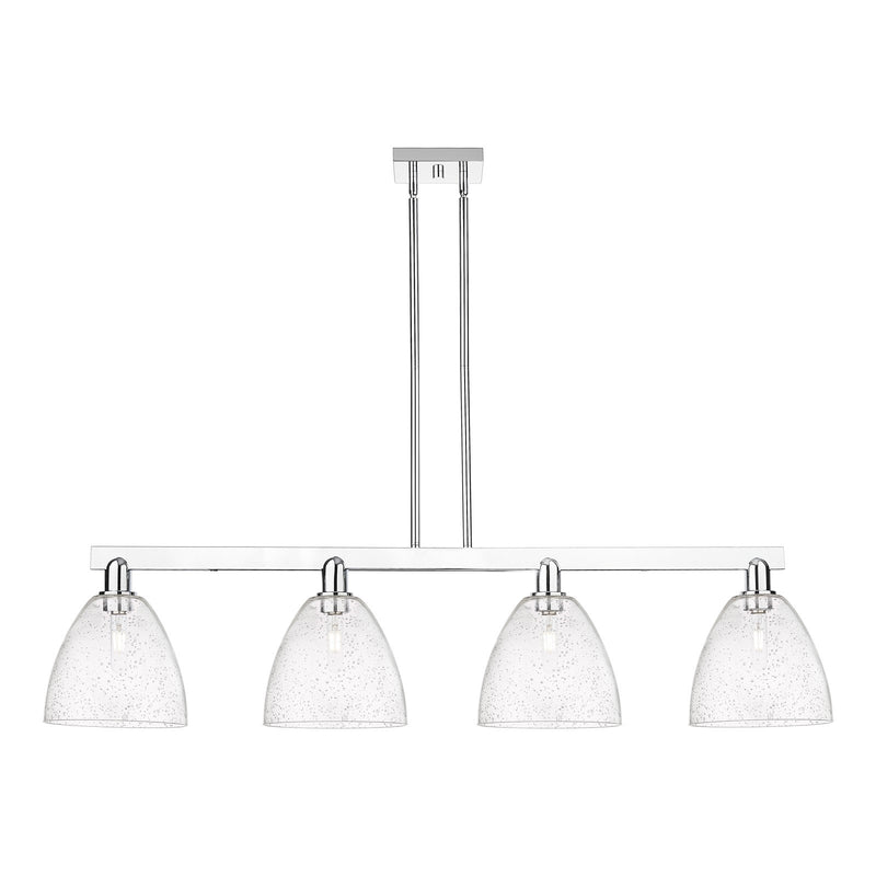 Innovations Bristol 52in 4-Light Island Light | Industrial Polished Chrome Steel and Seedy Glass | Kitchen Island & Dining Room | Model 716-4I-PC-GBD-94