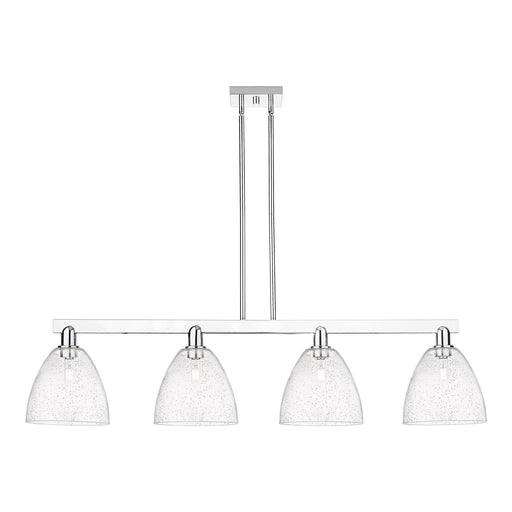 Innovations Bristol 52in 4-Light Island Light | Industrial Polished Chrome Steel and Seedy Glass | Kitchen Island & Dining Room | Model 716-4I-PC-GBD-94
