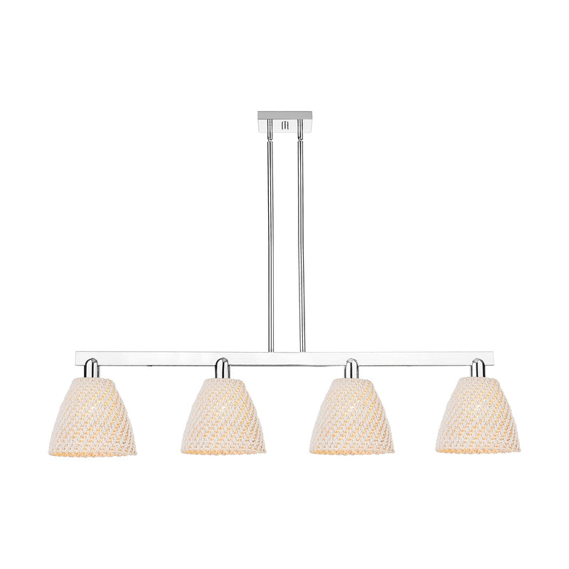 Innovations Bristol Natural 52in 4-Light Island Light | Industrial Polished Chrome and Natural Fiber Dome Shade | Kitchen | Model 716-4I-PC-NBD-9-NAT
