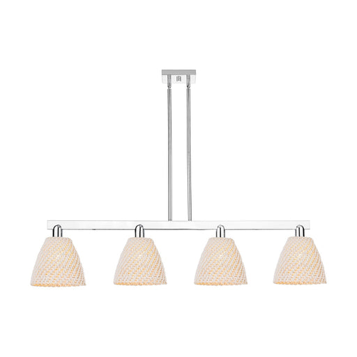 Innovations Bristol Natural 52in 4-Light Island Light | Industrial Polished Chrome and Natural Fiber Dome Shade | Kitchen | Model 716-4I-PC-NBD-9-NAT