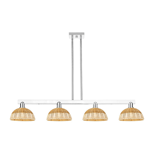 Innovations Bristol Natural II 52in 4-Light Island Light | Industrial Polished Chrome and Natural Fiber Shade | Kitchen | Model 716-4I-PC-NBD2-9-NAT