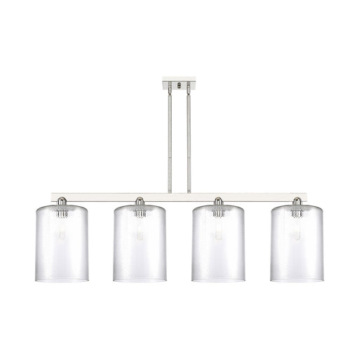 Innovations Cobbleskill 52in 4-Light Island Light | Industrial Polished Nickel Steel and Clear Glass | Kitchen Island & Dining | Model 716-4I-PN-G112-L