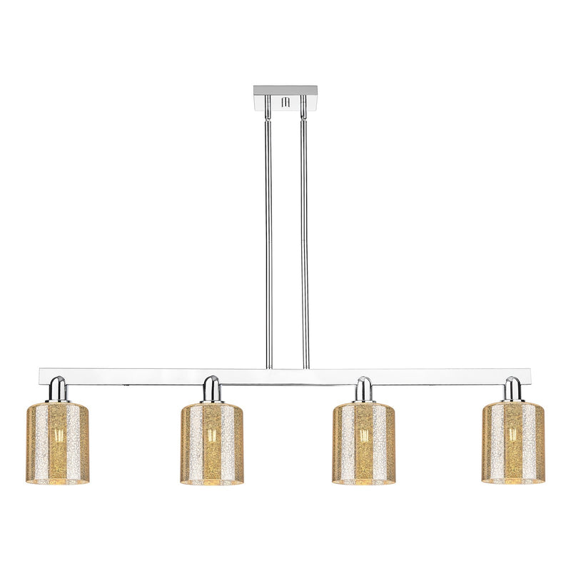Innovations Cobbleskill 48in 4-Light Island Light | Industrial Polished Nickel Steel and Mercury Glass | Kitchen Island & Dining | Model 716-4I-PN-G116