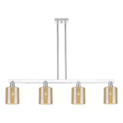 Innovations Cobbleskill 48in 4-Light Island Light | Industrial Polished Nickel Steel and Mercury Glass | Kitchen Island & Dining | Model 716-4I-PN-G116
