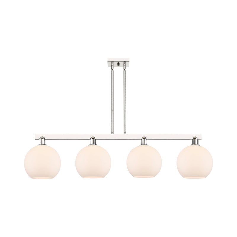 Innovations Athens 53in 4-Light Island Light | Industrial Polished Nickel and Matte White Glass | Kitchen Island & Dining Room | Model 716-4I-PN-G121-10